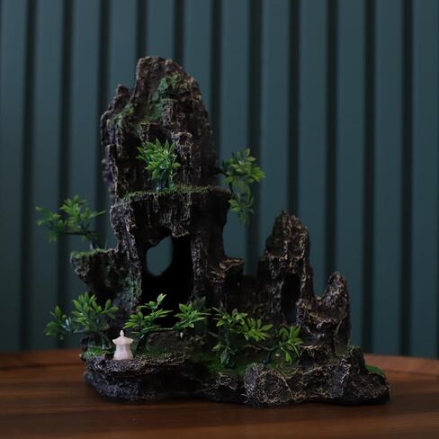 صخور حوض السمك Aquascaping، منظر للجبال زخارف حجرية من الراتنج Betta Rock Aquascaping، زخارف كهف الصخور الحجرية، كهف مخبأ لخزان الأسماك مع نباتات صغيرة، مخبأ السلطعون الناسك in Saudi Arabia