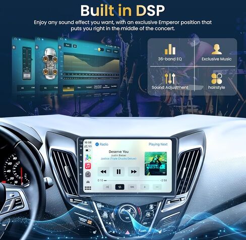 for Hyundai Veloster Radio 2011-2017: 9" Touchscreen Stereo Replacement-Wireless CarPlay Android Auto Bluetooth GPS Navigation WiFi FM DSP SWC+Backup Camera in Kuwait