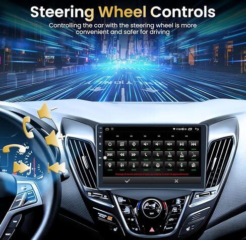 for Hyundai Veloster Radio 2011-2017: 9" Touchscreen Stereo Replacement-Wireless CarPlay Android Auto Bluetooth GPS Navigation WiFi FM DSP SWC+Backup Camera in Kuwait