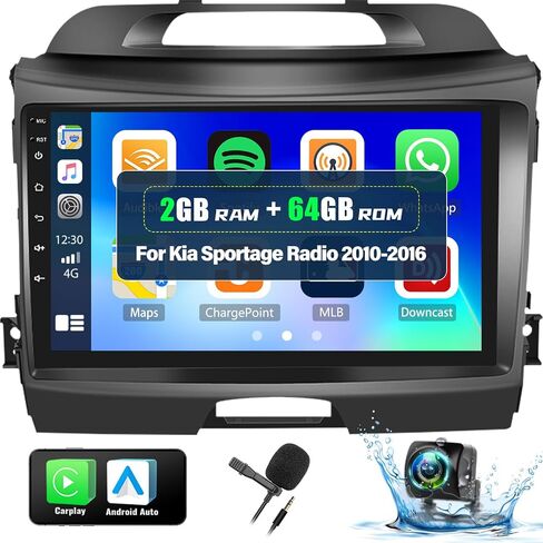 CAMECHO 2+64G Android 13 Car Stereo for Kia Sportage Radio 2010-2016, Wireless CarPlay Radio & Android Auto Car Radio, 9" Touch Screen in-Dash GPS with Bluetooth HiFi WiFi FM/RDS SWC Mirror Link in Saudi Arabia