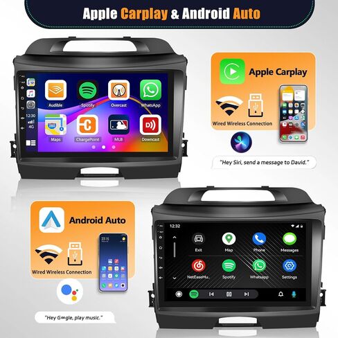 CAMECHO 2+64G Android 13 Car Stereo for Kia Sportage Radio 2010-2016, Wireless CarPlay Radio & Android Auto Car Radio, 9" Touch Screen in-Dash GPS with Bluetooth HiFi WiFi FM/RDS SWC Mirror Link in Saudi Arabia