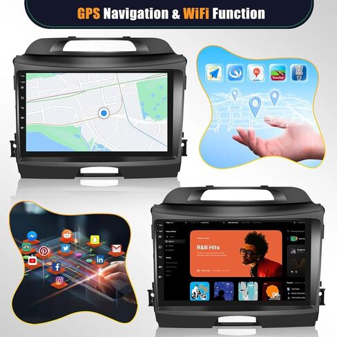 CAMECHO 2+64G Android 13 Car Stereo for Kia Sportage Radio 2010-2016, Wireless CarPlay Radio & Android Auto Car Radio, 9" Touch Screen in-Dash GPS with Bluetooth HiFi WiFi FM/RDS SWC Mirror Link in Saudi Arabia