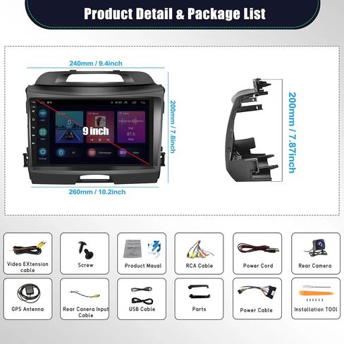 CAMECHO 2+64G Android 13 Car Stereo for Kia Sportage Radio 2010-2016, Wireless CarPlay Radio & Android Auto Car Radio, 9" Touch Screen in-Dash GPS with Bluetooth HiFi WiFi FM/RDS SWC Mirror Link in Saudi Arabia