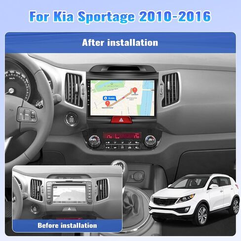 ستيريو سيارة CamECHO 2+64G Android 13 لراديو Kia Sportage 2010-2016، راديو CarPlay اللاسلكي وراديو السيارة التلقائي Android، شاشة لمس 9 بوصات داخل لوحة القيادة GPS مع بلوتوث HiFi WiFi FM/RDS SWC Mirror Link in Saudi Arabia