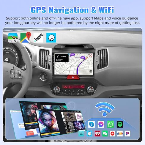 ستيريو سيارة CamECHO 2+64G Android 13 لراديو Kia Sportage 2010-2016، راديو CarPlay اللاسلكي وراديو السيارة التلقائي Android، شاشة لمس 9 بوصات داخل لوحة القيادة GPS مع بلوتوث HiFi WiFi FM/RDS SWC Mirror Link in Saudi Arabia