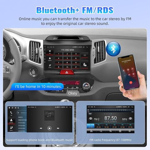 ستيريو سيارة CamECHO 2+64G Android 13 لراديو Kia Sportage 2010-2016، راديو CarPlay اللاسلكي وراديو السيارة التلقائي Android، شاشة لمس 9 بوصات داخل لوحة القيادة GPS مع بلوتوث HiFi WiFi FM/RDS SWC Mirror Link in Saudi Arabia