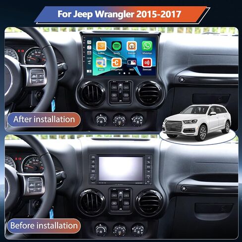 ستيريو سيارة CamECHO 8 Core 4+64G Android 13 لسيارة Jeep Wrangle JK 2015-2017، شاشة سيارة بدقة 10.1 بوصة IPS 1280x720، Carplay Android Auto 32EQ DSP GPS/WiFi SWC + كاميرا احتياطية AHD in Saudi Arabia