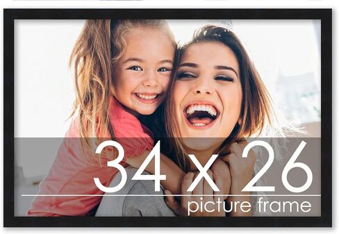 Poster Palooza 11x17 Frame Black Solid Wood Picture Frame | 0.75 Inch Moulding Width | Includes UV Acrylic Plexiglass, Foam Board Backing & Hanging Hardware in Kuwait
