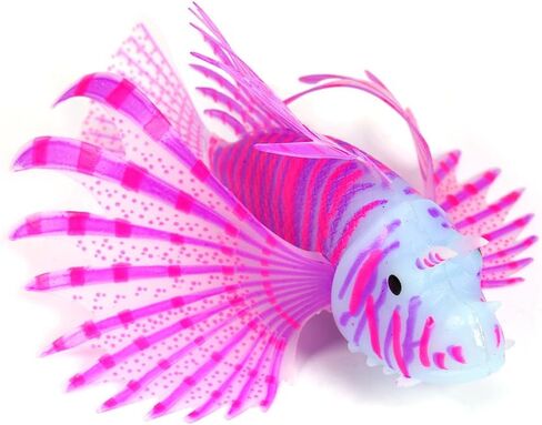 Yosoo123 3D Artificial Aquarium Lionfish Ornament, Silicone Plastic Luminous Fake Fish, Aquarium Fish Tank Decoration, Glow Simulation Animal Fluorescence Lion Fish Aquarium Decor in Saudi Arabia