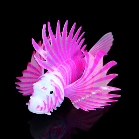 Yosoo123 3D Artificial Aquarium Lionfish Ornament, Silicone Plastic Luminous Fake Fish, Aquarium Fish Tank Decoration, Glow Simulation Animal Fluorescence Lion Fish Aquarium Decor in Saudi Arabia