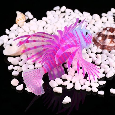 Yosoo123 3D Artificial Aquarium Lionfish Ornament, Silicone Plastic Luminous Fake Fish, Aquarium Fish Tank Decoration, Glow Simulation Animal Fluorescence Lion Fish Aquarium Decor in Saudi Arabia