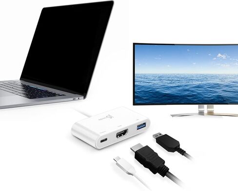 j5create USB Type-C إلى 4K HDMI وUSB-A 3.0 مع شحن PD 100W، لأجهزة MacBook أو Chromebook أو iPad Pro أو USB-C الكمبيوتر المحمول (JCA379) in Kuwait