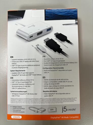 j5create USB Type-C إلى 4K HDMI وUSB-A 3.0 مع شحن PD 100W، لأجهزة MacBook أو Chromebook أو iPad Pro أو USB-C الكمبيوتر المحمول (JCA379) in Kuwait