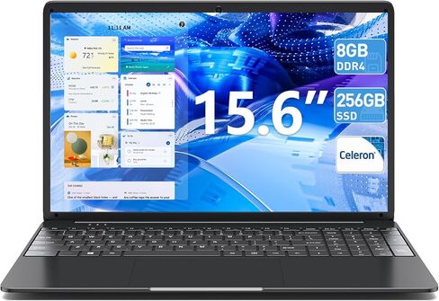 كمبيوتر محمول مقاس 15.6 بوصة، كمبيوتر محمول 8 جيجابايت DDR4 256 جيجابايت SSD مع معالج Celeron N4020 (يصل إلى 2.8 جيجا هرتز)، 5G WiFi، بلوتوث 5.0، كاميرا ويب، USB 3.0، Mini HDMI، Type-C in Kuwait