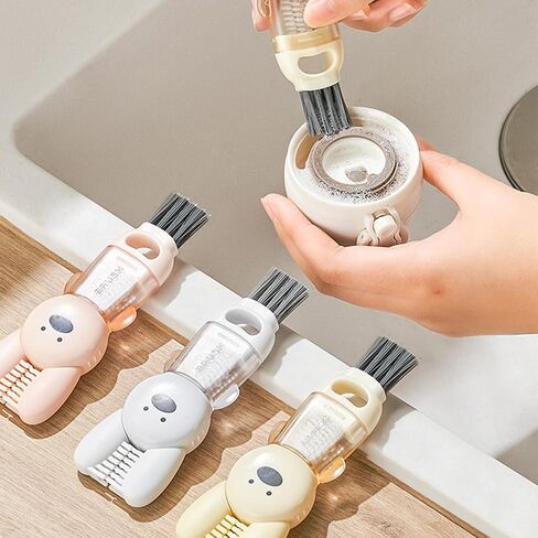 3 in 1 Cup Lid Cleaning Brush Set, 3Pcs Portable Cup Lid Cleaner Flower Shape Crevice Cleaning Brush Multifunctional Crevice Gap Cleaner Brush Cup Cleaner Brush Bottle Cleaning Tools in Saudi Arabia