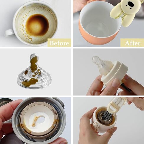 3 in 1 Cup Lid Cleaning Brush Set, 3Pcs Portable Cup Lid Cleaner Flower Shape Crevice Cleaning Brush Multifunctional Crevice Gap Cleaner Brush Cup Cleaner Brush Bottle Cleaning Tools in Saudi Arabia