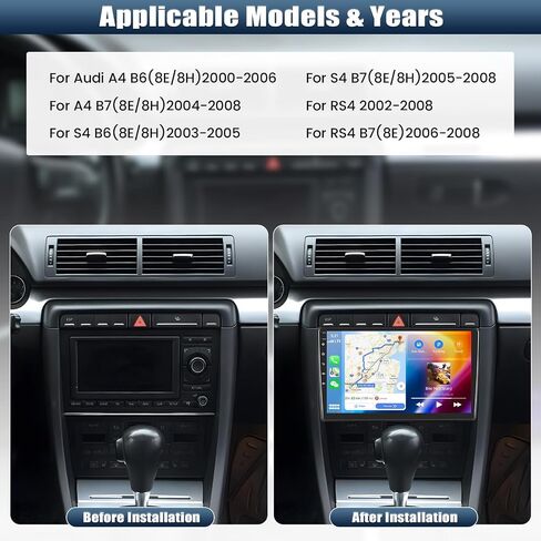 [2+64G] Android 13 Car Stereo for Audi A4/S4/RS4 2002-2008 with Wireless Carplay&Android Auto,9 Inch Touch Screen Car Radio with Mirror Link GPS WiFi Bluetooth FM/RDS SWC EQ HiFi+Backup Camera in Saudi Arabia