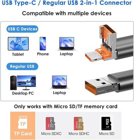 Micro SD Card Reader, USB C to SD Card Reader, USB and Type C 2-in-1 TF Memory Card Reader, Mepsies USB OTG Card Reader for Laptops, MacBook, Samsung Galaxy Phones and More, Black in Saudi Arabia