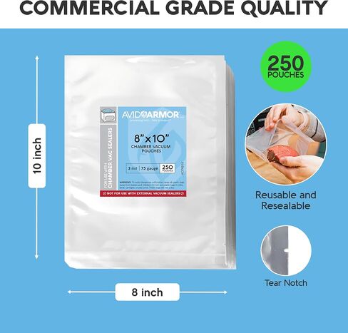 Avid Armor – Chamber Machine Pouches, Pre-Cut Chamber Vacuum Sealer Bags, Heavy Duty Seal Pouch, BPA-Free Chamber Sealer, 6 x 12 inches, Pack of 250 Vacuum Chamber Pouches in Kuwait