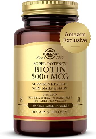 Solgar Biotin 5000 mcg - Supports Healthy Skin, Nails & Hair - Supports Energy Production & Metabolism - Vitamin B - Non-GMO, Vegan, Gluten Free - 180 Count in Saudi Arabia