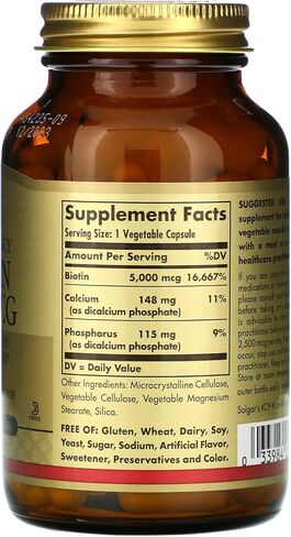 Solgar Biotin 5000 mcg - Supports Healthy Skin, Nails & Hair - Supports Energy Production & Metabolism - Vitamin B - Non-GMO, Vegan, Gluten Free - 180 Count in Saudi Arabia