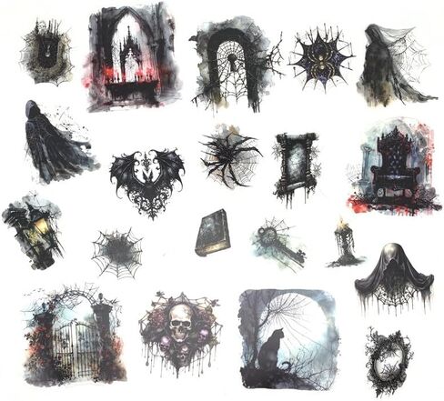 60 قطعة من ملصقات الحيوانات الأليفة القوطية الشفافة، ملصقات عتيقة وجمالية DIY بها بنفسك مجلة غير المرغوب فيها مخطط سجل القصاصات الديكور كرت هدية لوازم الحرف اليدوية in Kuwait