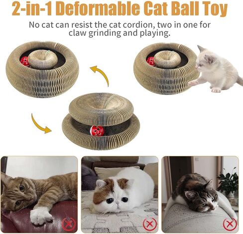 لوحة خدش للقطط من فيني ماجيك، كرة لعبة تفاعلية للقطط مع جرس قابلة للطي، وسادة خدش مريحة للقطط لطحن مخالب قابلة لإعادة التدوير للخدش للحيوانات الأليفة الداخلية والقطط الصغيرة تتمتع بالمرح in Kuwait