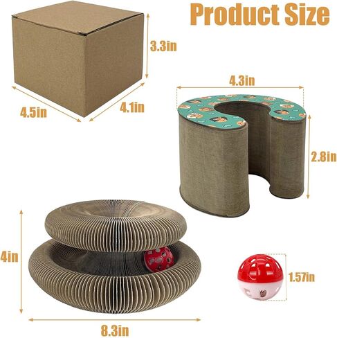 لوحة خدش للقطط من فيني ماجيك، كرة لعبة تفاعلية للقطط مع جرس قابلة للطي، وسادة خدش مريحة للقطط لطحن مخالب قابلة لإعادة التدوير للخدش للحيوانات الأليفة الداخلية والقطط الصغيرة تتمتع بالمرح in Kuwait