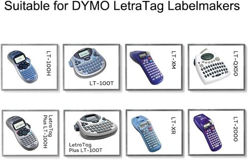 Label Tape Compatible with DYMO LetraTag White Paper Refill 91330 10697, 1/2" x 13' 12mm x 4m Black on White Label Maker Tape for dymo Letra Tag LT-100H Plus Printer, 4-Pack (5) in Saudi Arabia