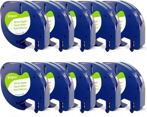 Label Tape Compatible with DYMO LetraTag White Paper Refill 91330 10697, 1/2" x 13' 12mm x 4m Black on White Label Maker Tape for dymo Letra Tag LT-100H Plus Printer, 4-Pack (5) in Saudi Arabia