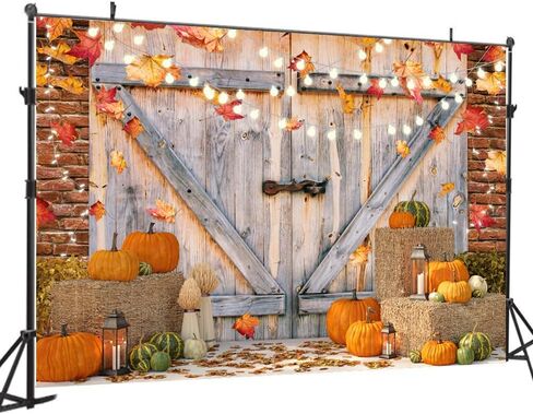 7X5FT Fall Thanksgiving Autumn Backdrop Autumn Pumpkins to The Countryside Photography Background Harvest Harvest Backdrops Hay Maple Leaves Baby Shower Banner Supplies Photo Booth Prop DH-222 in Saudi Arabia