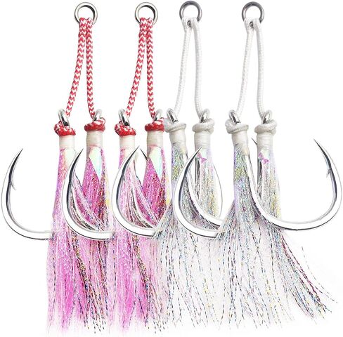 Eupheng Heavy Duty Assist Hooks, Glow, High Strength Double/Single Assist Replacement Fishing Hooks for Slow Fast Fall Jigging Lures, Also Have Steel Wire Style in Kuwait