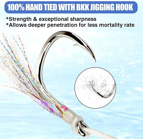 Eupheng Heavy Duty Assist Hooks, Glow, High Strength Double/Single Assist Replacement Fishing Hooks for Slow Fast Fall Jigging Lures, Also Have Steel Wire Style in Kuwait