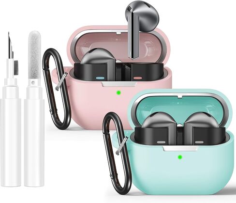 Headphone Cases with Cleaner Kit for Samsung Galaxy Buds 3 Case & Galaxy Buds 3 Pro Case,Soft Cute Silicone Full Protective Case with Carabiner,Headphone Accessories,for Men& Women(2 Pack) in Saudi Arabia