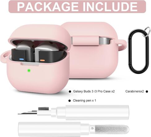 Headphone Cases with Cleaner Kit for Samsung Galaxy Buds 3 Case & Galaxy Buds 3 Pro Case,Soft Cute Silicone Full Protective Case with Carabiner,Headphone Accessories,for Men& Women(2 Pack) in Saudi Arabia