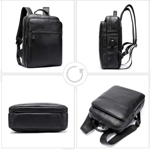 حقيبة ظهر جلدية من Leathario للرجال مقاس 15.6 بوصة من الجلد الطبيعي حقيبة ظهر للكمبيوتر المحمول ذات سعة كبيرة حقيبة ظهر كلاسيكية للأعمال in Kuwait