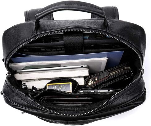 حقيبة ظهر جلدية من Leathario للرجال مقاس 15.6 بوصة من الجلد الطبيعي حقيبة ظهر للكمبيوتر المحمول ذات سعة كبيرة حقيبة ظهر كلاسيكية للأعمال in Kuwait