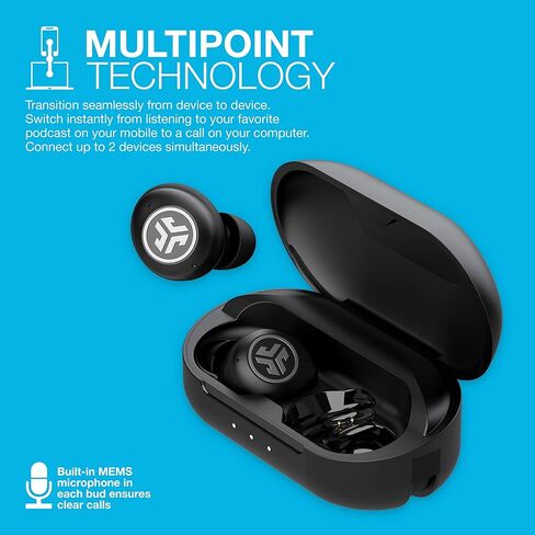 JLab JBuds Air Pro True Wireless Earbuds, Black, Bluetooth Multipoint, Auto Play & Pause, Dual Connect, IP55 Sweat & Dust Resistance, Be Aware Audio for Safety, Custom 3 EQ Sound Settings (Renewed) in Saudi Arabia