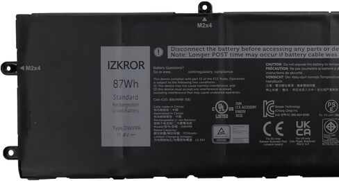 DWVRR 87Wh 7250mAh استبدال بطارية Dell Inspiron 16 7620 2 في 1 / Alienware x15 R1 / Alienware x15 R2 / Alienware x17 R1 / Alienware x17 R2 Series Laptop 817GN 0017GN 0NR6MH 11.4V in Saudi Arabia