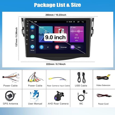 SIXTOP [1+32G] ستيريو سيارة Android لسيارة Toyota RAV4 2007-2012 ترقية استبدال راديو Carplay Android Auto 9 بوصة شاشة لمس مشغل الوسائط المتعددة وحدة رئيسية راديو FM GPS بلوتوث + كاميرا AHD وميكروفون in Saudi Arabia