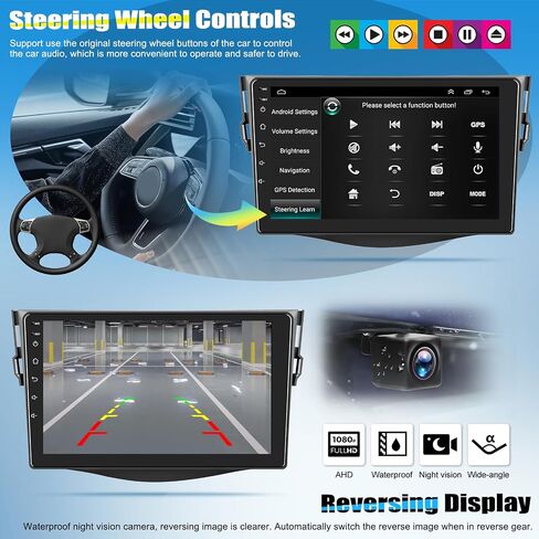 SIXTOP [1+32G] ستيريو سيارة Android لسيارة Toyota RAV4 2007-2012 ترقية استبدال راديو Carplay Android Auto 9 بوصة شاشة لمس مشغل الوسائط المتعددة وحدة رئيسية راديو FM GPS بلوتوث + كاميرا AHD وميكروفون in Saudi Arabia