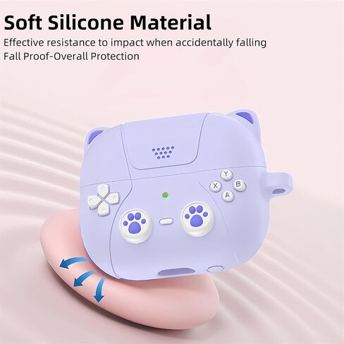 Cute Case Compatible with Samsung Galaxy Buds3 Pro/Galaxy Buds3(2024) with Keychain, Soft Silicone 3D Funny Cat Game Shockproof Protective Covers in Saudi Arabia