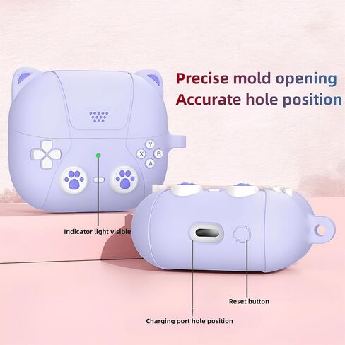 Cute Case Compatible with Samsung Galaxy Buds3 Pro/Galaxy Buds3(2024) with Keychain, Soft Silicone 3D Funny Cat Game Shockproof Protective Covers in Saudi Arabia