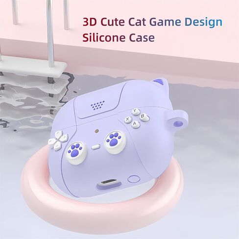 Cute Case Compatible with Samsung Galaxy Buds3 Pro/Galaxy Buds3(2024) with Keychain, Soft Silicone 3D Funny Cat Game Shockproof Protective Covers in Saudi Arabia