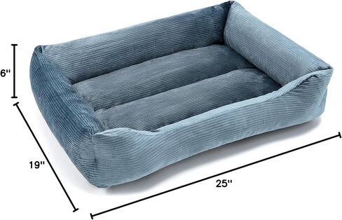 Rectangle Dog Bed Corduroy Cat Bed for Large Dog Breathable Soft Padding with Nonskid Bottom 25x19x16'' in Saudi Arabia