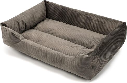 Rectangle Dog Bed Corduroy Cat Bed for Large Dog Breathable Soft Padding with Nonskid Bottom 25x19x16'' in Saudi Arabia
