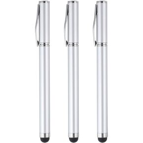 MECCANIXITY 3pcs Ballpoint Pen with Stylus Tip 2 in 1 Ink Pen & Fine Point Rubber Stylus Pens for All Capacitive Touch Screens Universal, Black