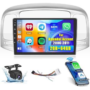 Hikity Android Car Stereo for Hyundai Accent 2006-2011 Radio 2+64GB 9 Inch Touchscreen Car Radio Wireless Carplay Android Auto Support GPS Navigation WiFi Bluetooth FM EQ Backup Camera