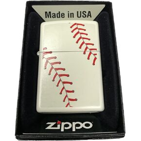 Zippo Custom Lighter - Baseball Design - White Matte