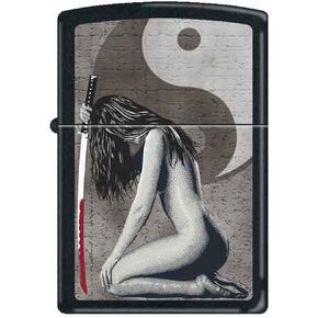 Zippo "Sexy Woman and Sword" Black Matte Lighter, 1721